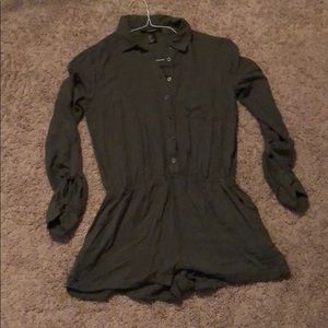 army green half sleeve romper